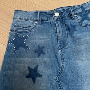 Women’s denim jean mini skirt with stars small